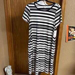 LuLaRoe Black and White Striped Maxi Dress